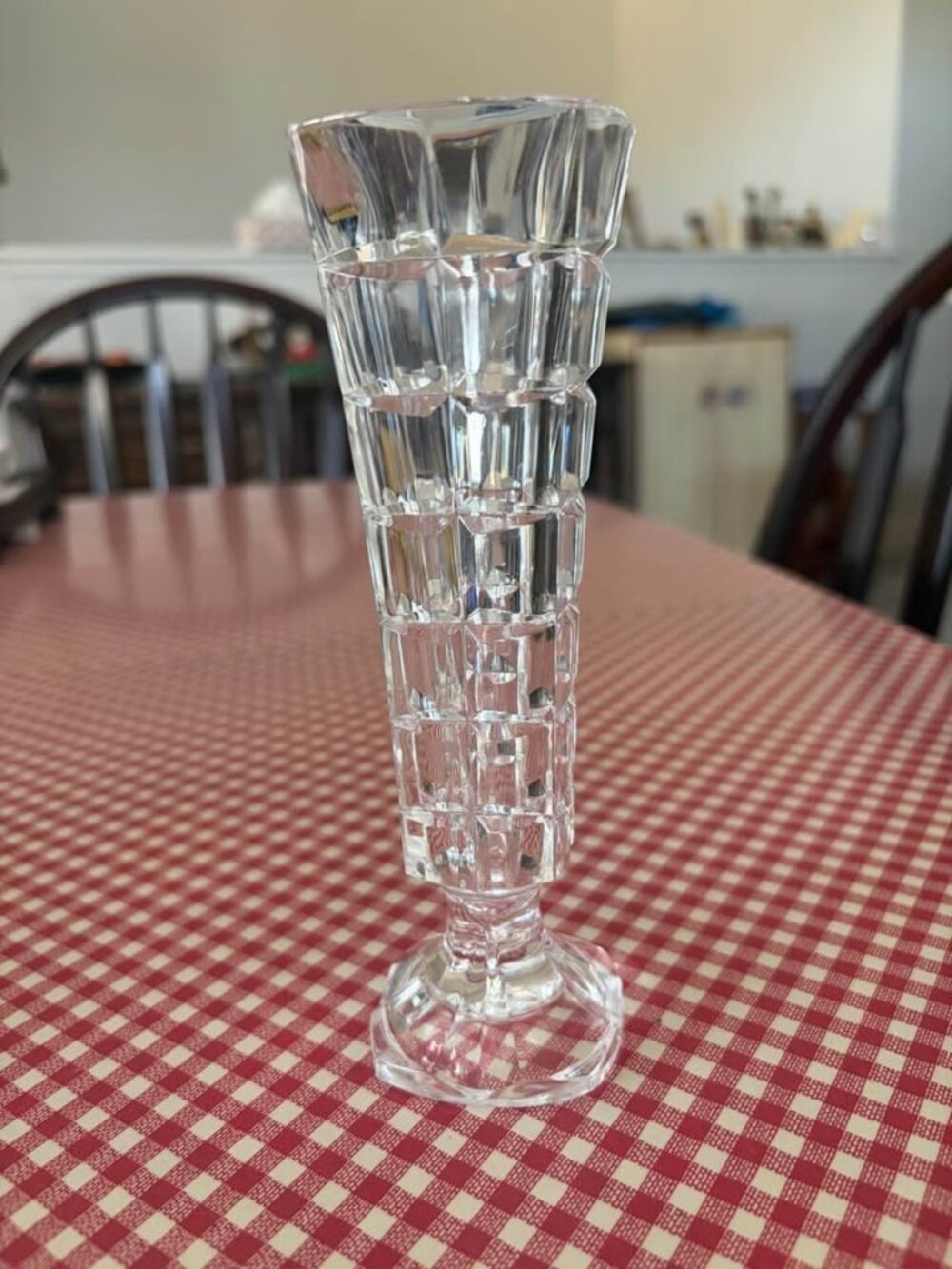 6.75" vintage Cristal d'Arques 24% lead crystal faceted squares vase